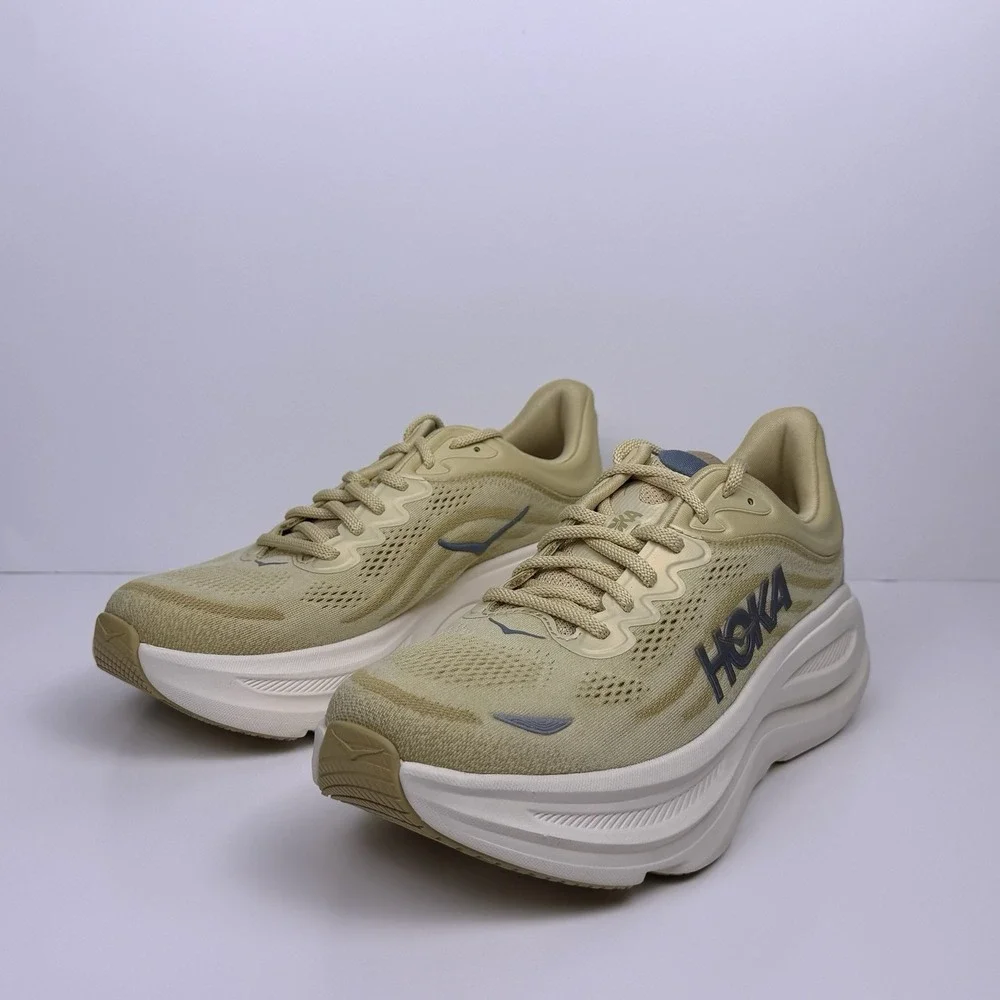 Hoka One One Bondi 9 GLM Running Shoe Men Sz 10 Beige/White 1179194/BRLYF Sample